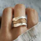 Anillo de plata con hilos de oro