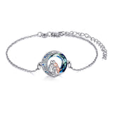 Pulsera ajustable con colgante de perro en plata de ley