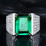 Anillo Elsa con piedra de esmeralda y diamantes