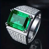 Anillo Elsa con piedra de esmeralda y diamantes
