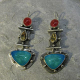 pendientes vintage con circón azul en forma de lágrima