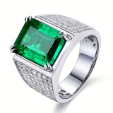 Anillo Elsa con piedra de esmeralda y diamantes
