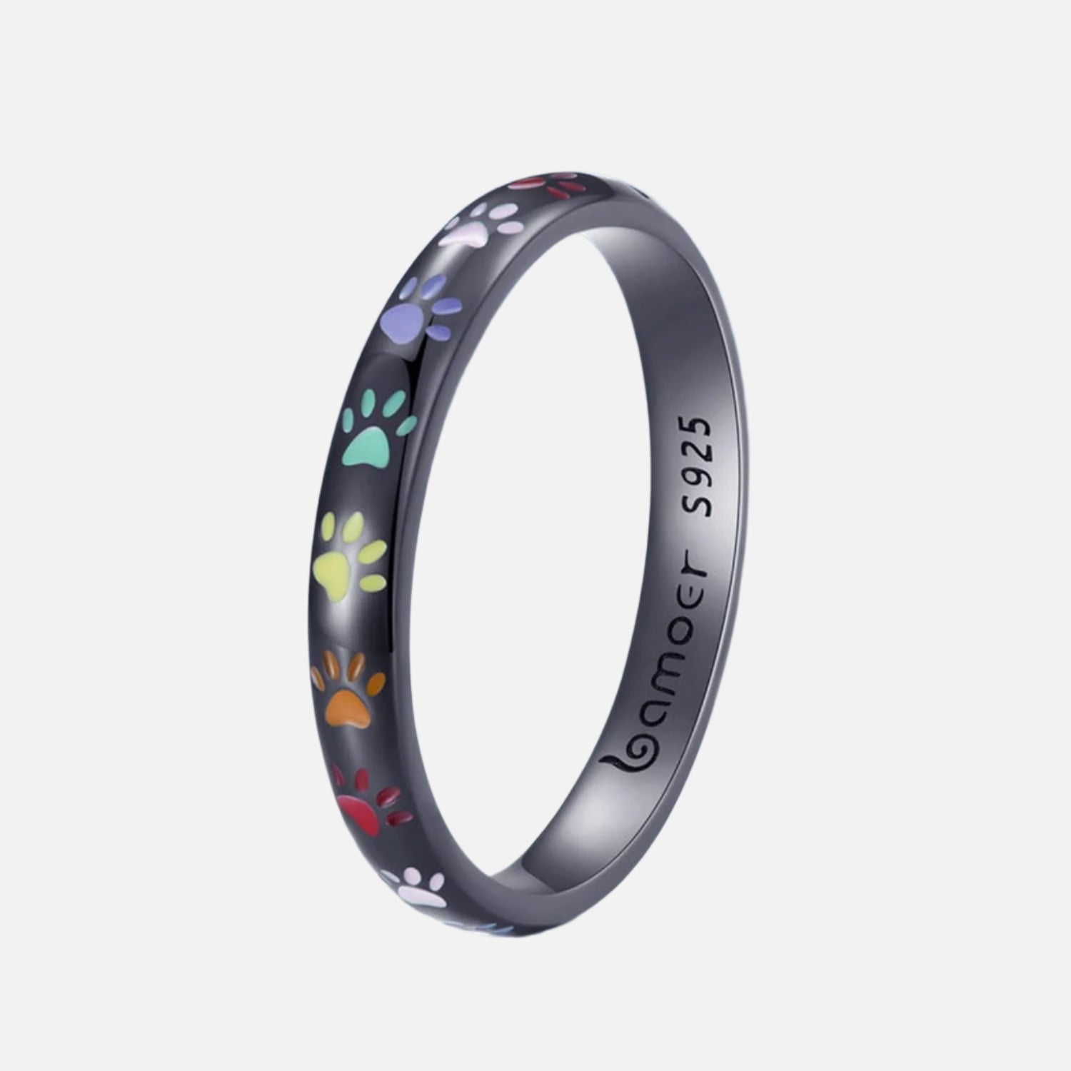 Anillo de plata de ley con diseño de huella