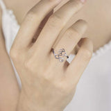 Anillo artesanal con pata y corazón – ajustable, plata esterlina 925