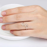 Anillo artesanal con pata y corazón – ajustable, plata esterlina 925