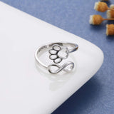 Anillo artesanal con pata y corazón – ajustable, plata esterlina 925