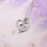 Zahira™ | Collar Plata Huella & Corazón Zirconias