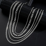 Conjunto de collares apilables de lujo en acero inoxidable trenzado