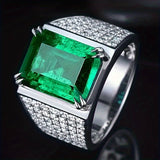 Anillo Elsa con piedra de esmeralda y diamantes