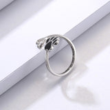 Anillo artesanal con pata y corazón – ajustable, plata esterlina 925