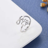 Anillo artesanal con pata y corazón – ajustable, plata esterlina 925