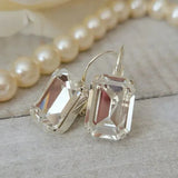Pendientes vintage de vidrio blanco