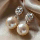 Pendientes de zirconia y perlas