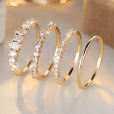 Anillos apilables de zirconia cúbica dorados en oro de 14k
