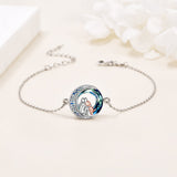 Pulsera ajustable con colgante de perro en plata de ley