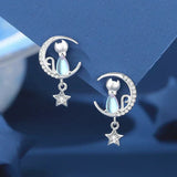 Maribela | Orecchini Gatto Luna & Stella in Argento 925