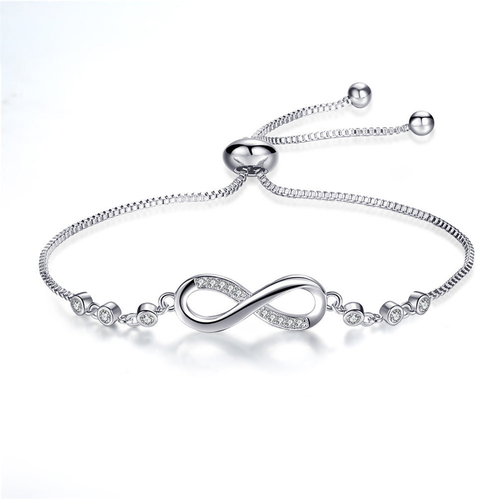 Brazalete ajustable infinito de plata
