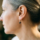 Pendientes elegantes en oro con zirconia negra