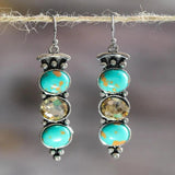 Pendientes colgantes vintage de turquesa natural