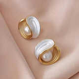 Pendientes opalo blanco y perlas