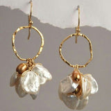 Pendientes Oro, Perlas Vintage y Flores