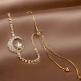 Pulseras con Colgante de Luna en Zirconia y Oro