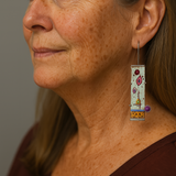 Aretes vintage con esmalte antiguo
