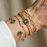 Juego de pulseras con cristales verdes