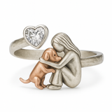 Anillo artesanal de plata esterlina 925 con circonita cúbica en forma de corazón – tamaño ajustable