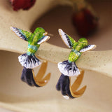 Pendientes creativos exclusivos en forma de colibrí