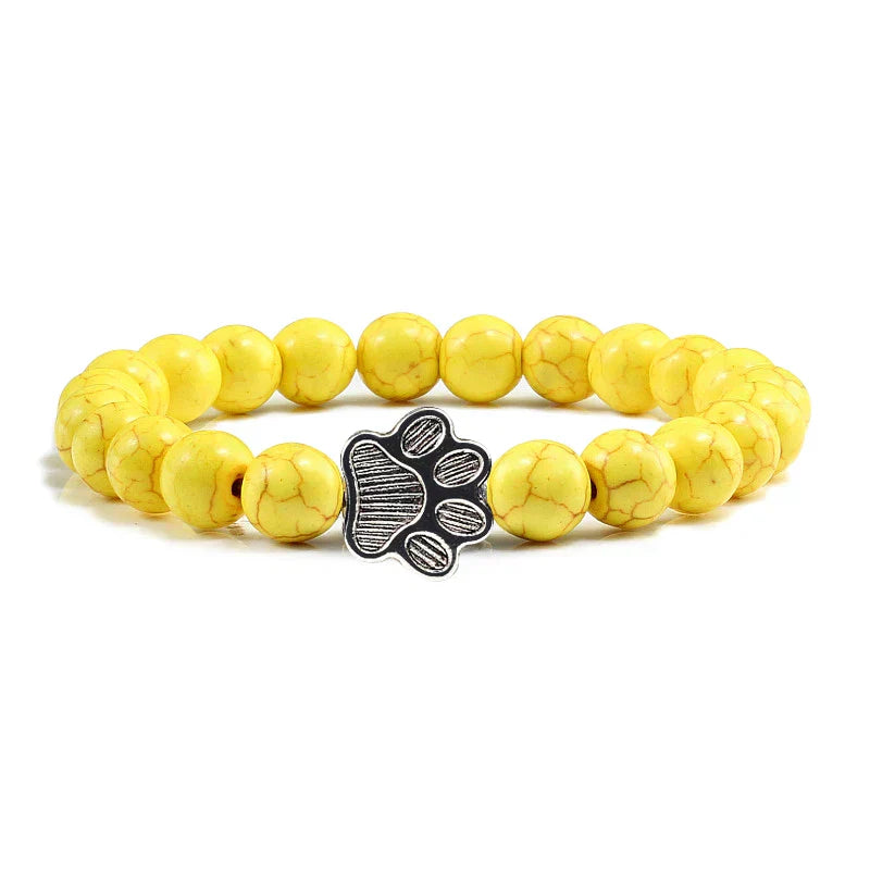 Pulsera con cuentas en forma de pata – diseño en piedra natural