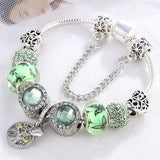 Pulsera Cristal Verde en Plata