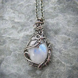 Collar de piedra lunar - Colgante de alambre