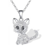 Collar plateado con gatitos y zirconias coloridas