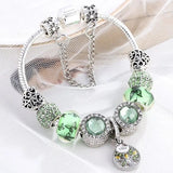 Pulsera Cristal Verde en Plata