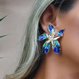 Pendientes Flor Feliz y Cristales Azules