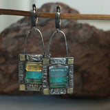 Pendientes Antiguos con cristales azules y verdes