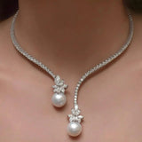 Collar elegante y brillante de perlas en plata esterlina