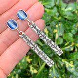 Pendientes vintage de plata con piedra azul