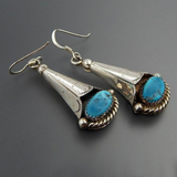 Pendientes vintage en plata y piedra azul