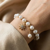 Brazalete oro blanco y perla