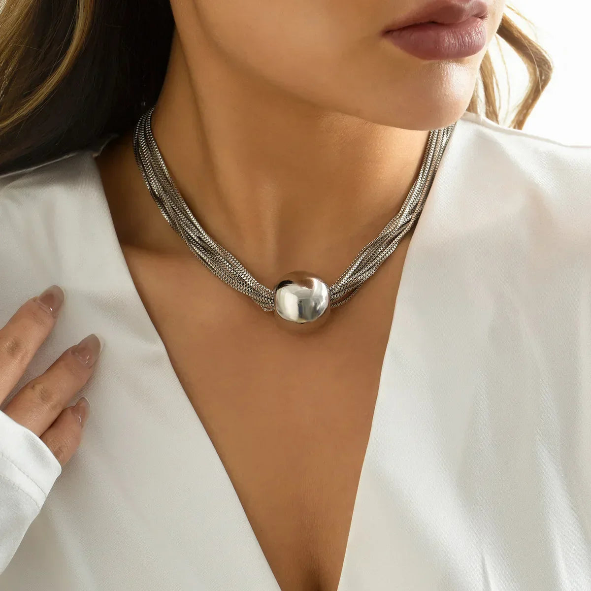Collar vintage con colgante de bolas multicolores en oro