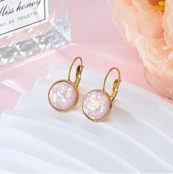 Pendientes de acero inoxidable con lentejuelas y strass