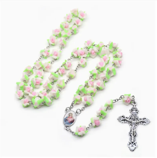 Collar rosario de rosas