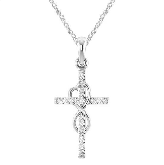 Collar con colgante de cruz en liga de diamante