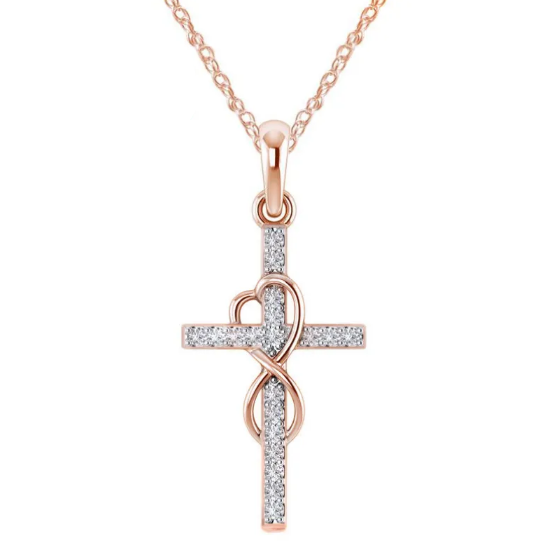 Collar con colgante en forma de cruz en aleación de diamante