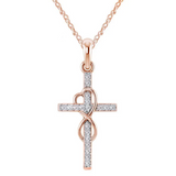 Collar con colgante de cruz en liga de diamante