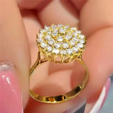Anillo Flor y Zirconia con Cristales