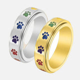Anillo giratorio para reducir el estrés – Acero inoxidable con patas arcoíris