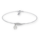 Pulsera conmemorativa de plata con ala de ángel y huella | Hecha a mano